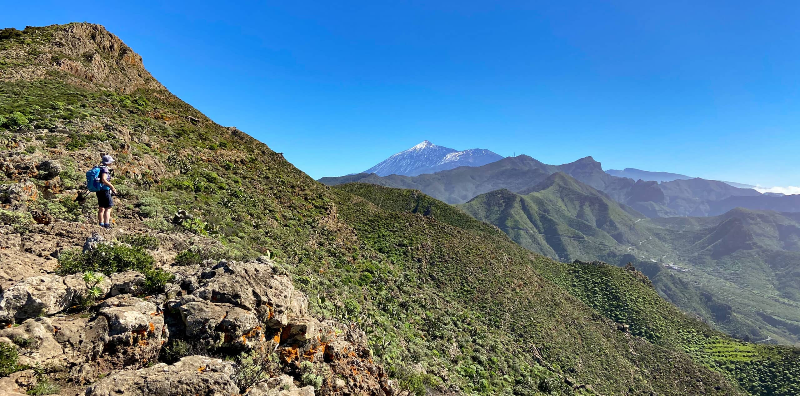 View of the Teide and the mountain ranges around Los Carrizales