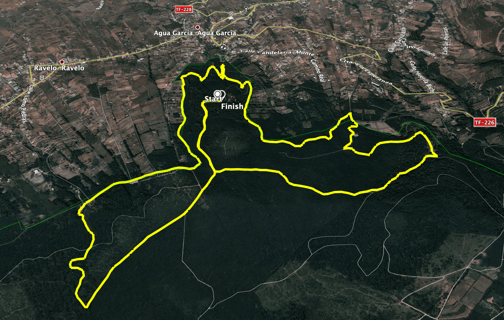 Track of the hike on the north side of the Esperanza Forest Lomo de Jara