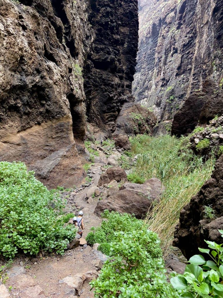 Senderistas en el poderoso Barranco de Masca