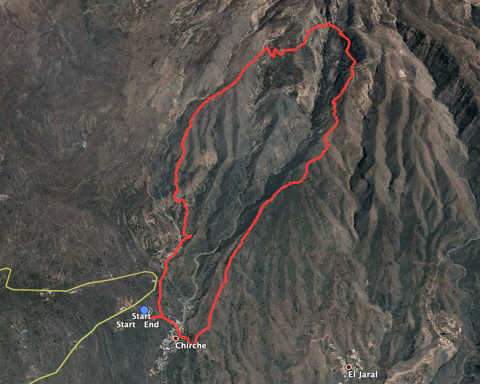 Track of the circular hike Chirche - Barranco de Tagara - Chirche