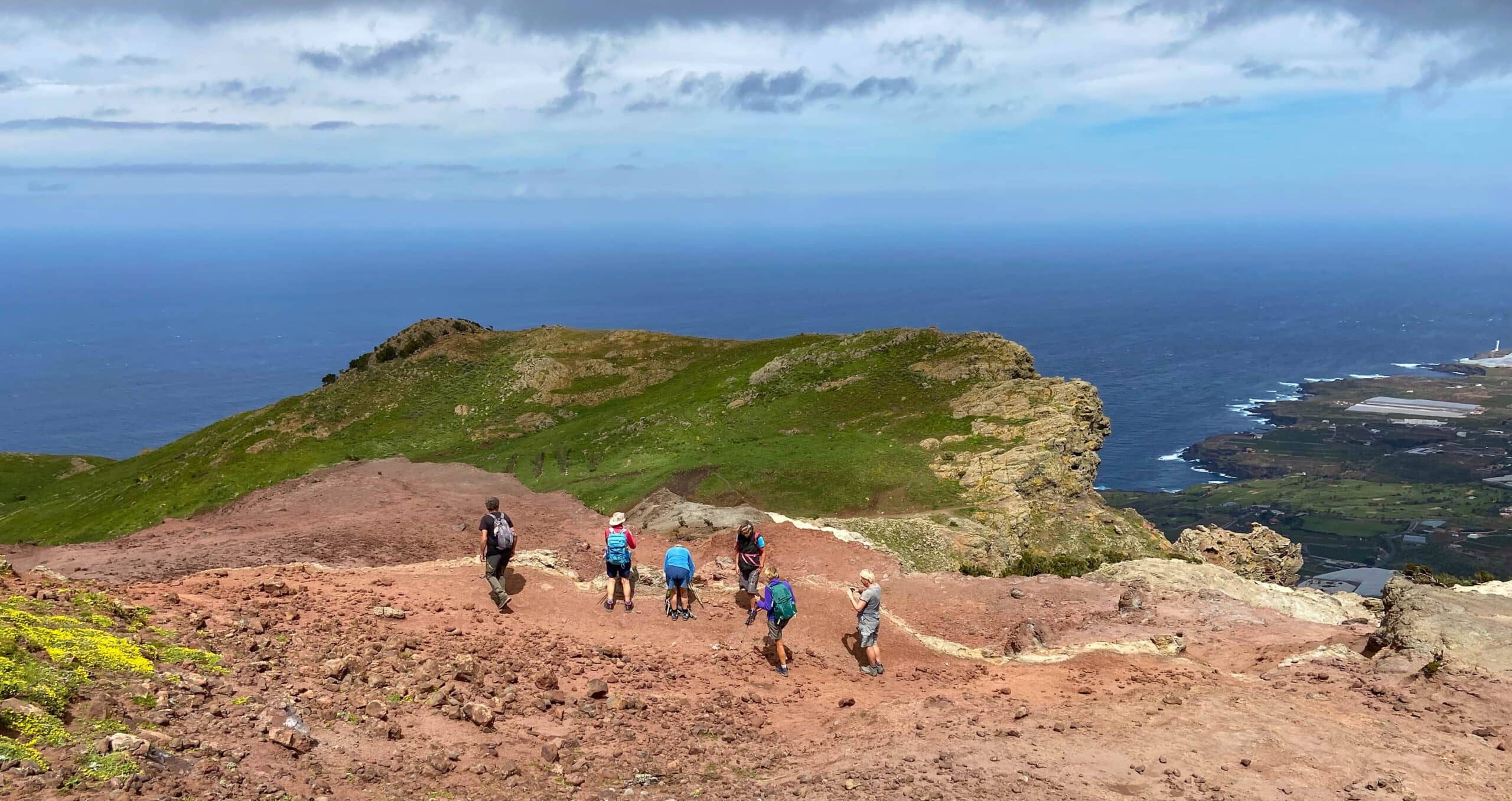 Hiking trail to the break-off edge high above the north coast