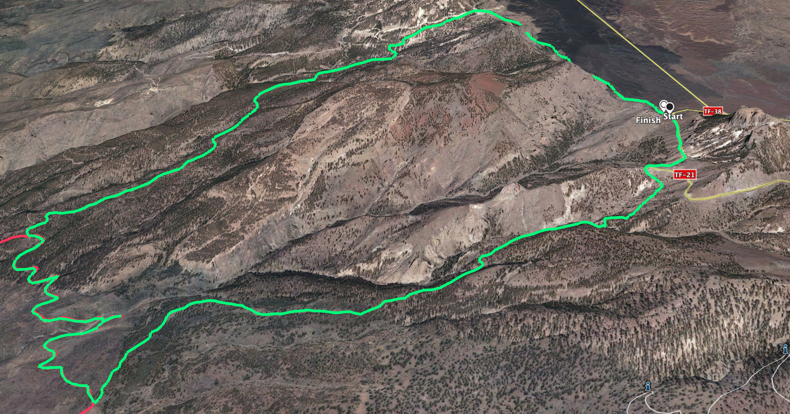Track of the circular hike from Boca Tauce to the waterfall