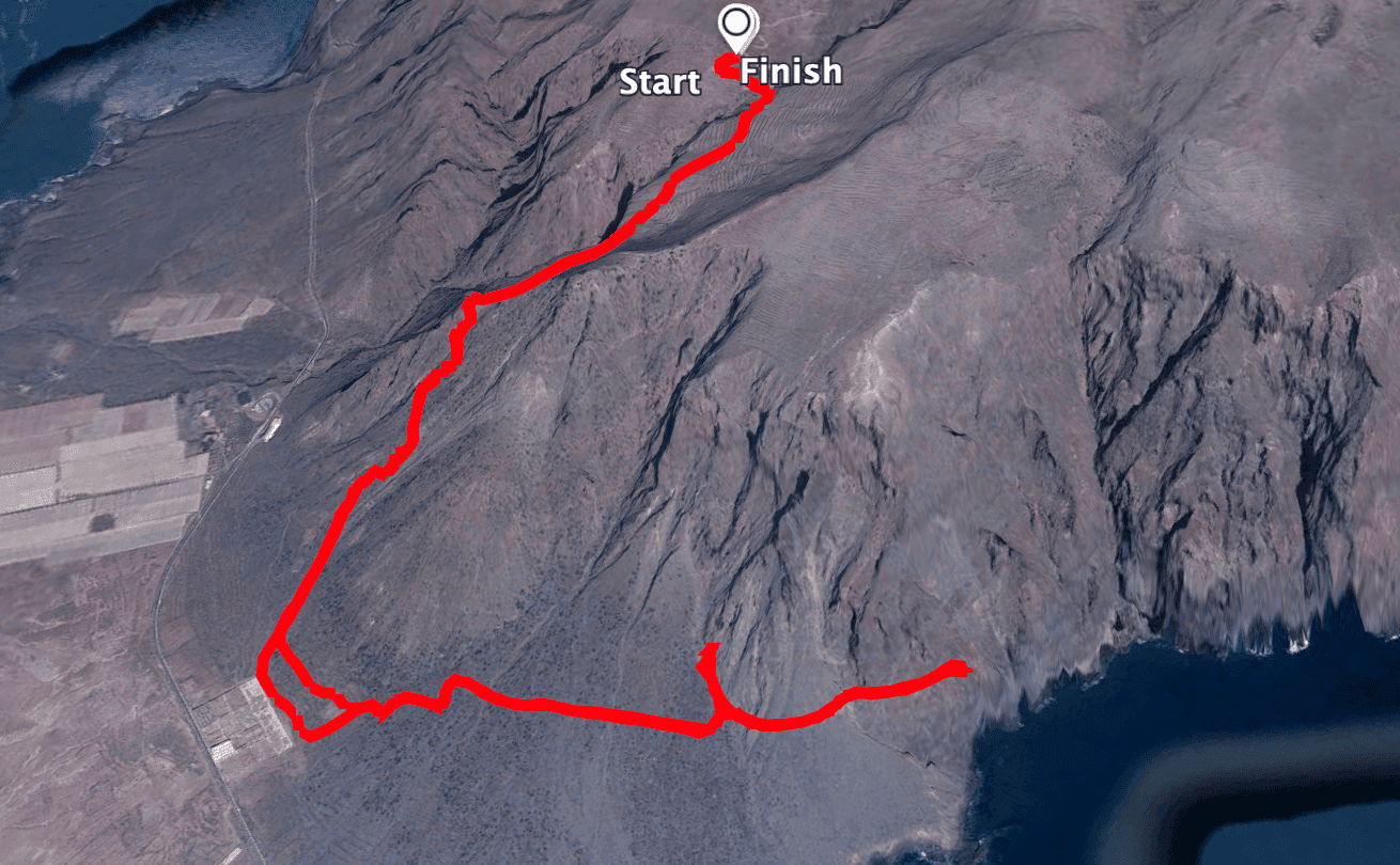 track of the hike to the rock gate