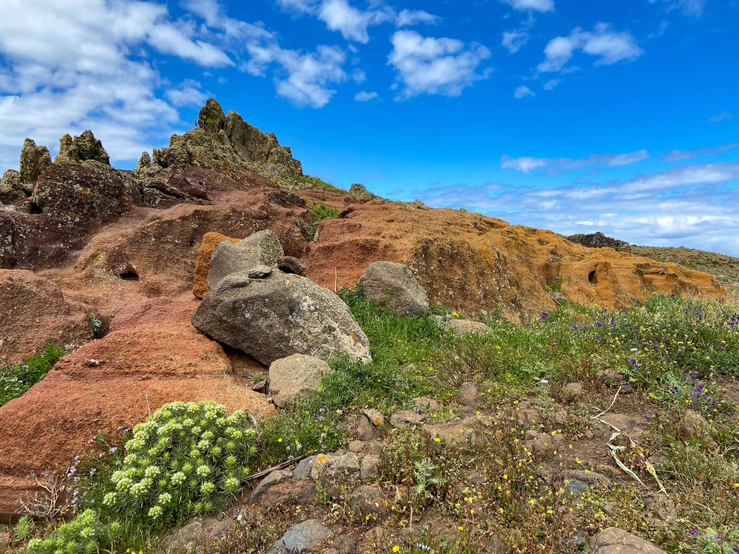 the rocks mark the end of the steep ascent path and the beginning of the plateau - northern Teno Mountains