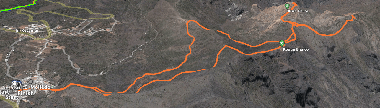 Track of the Risco Blanco circular hike with summit ascent