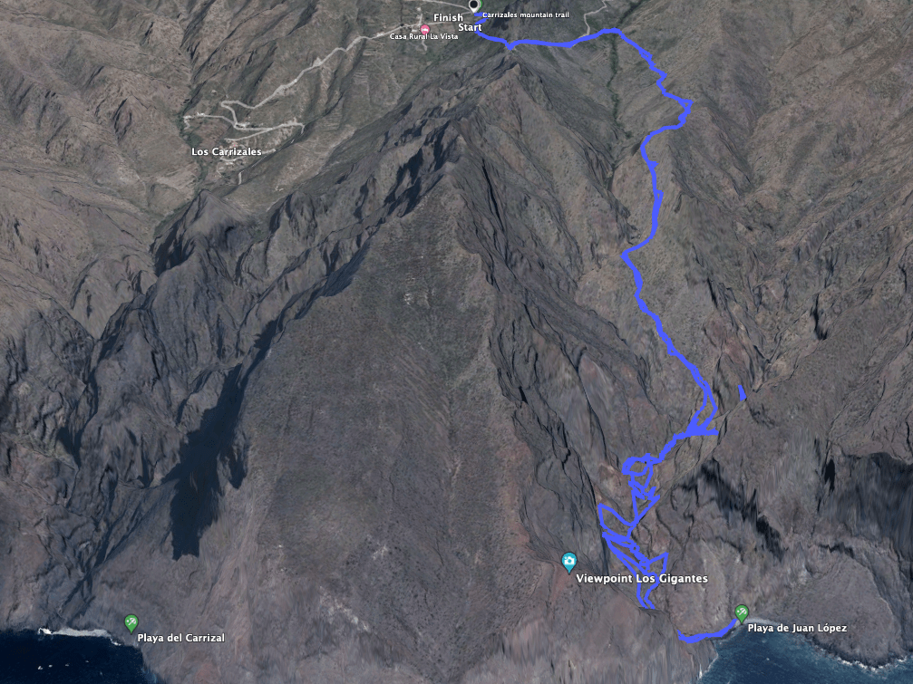 Track der Wanderung in den Barranco Juan López