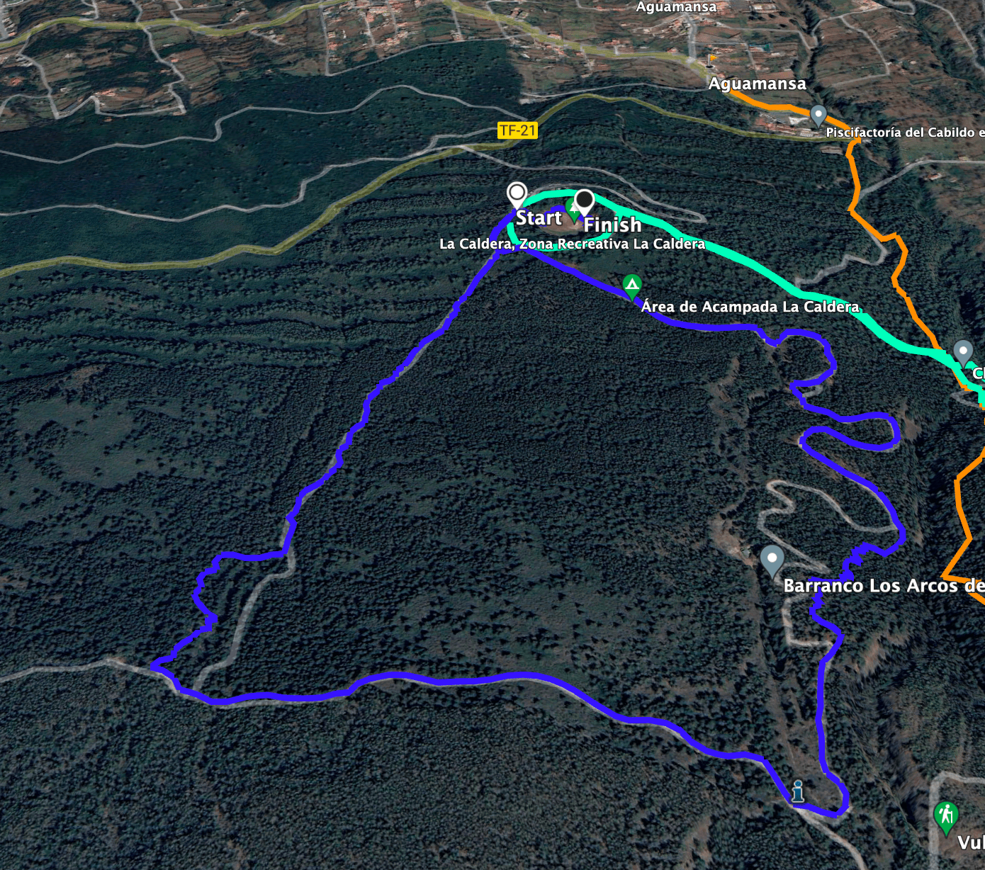 Track of the small forest round at La Caldera