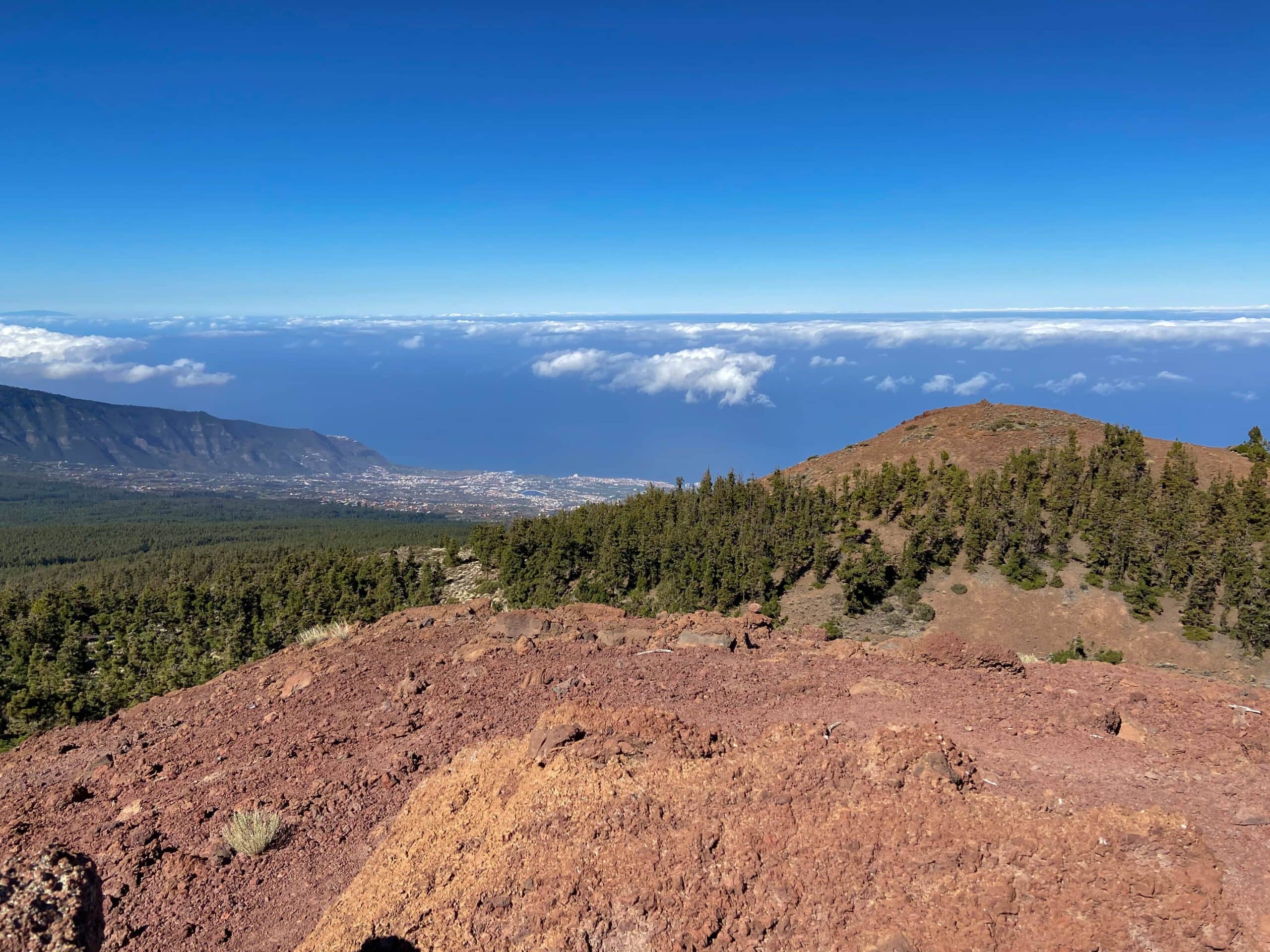 View from Montaña Limón - the trail continues to the offshore peak