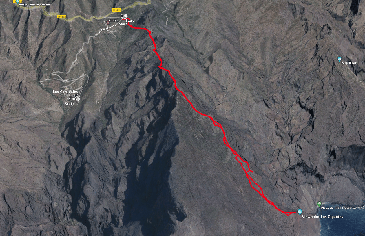 Track der Wanderung über den Abache Steig zum Viewpoint Los Gigantes