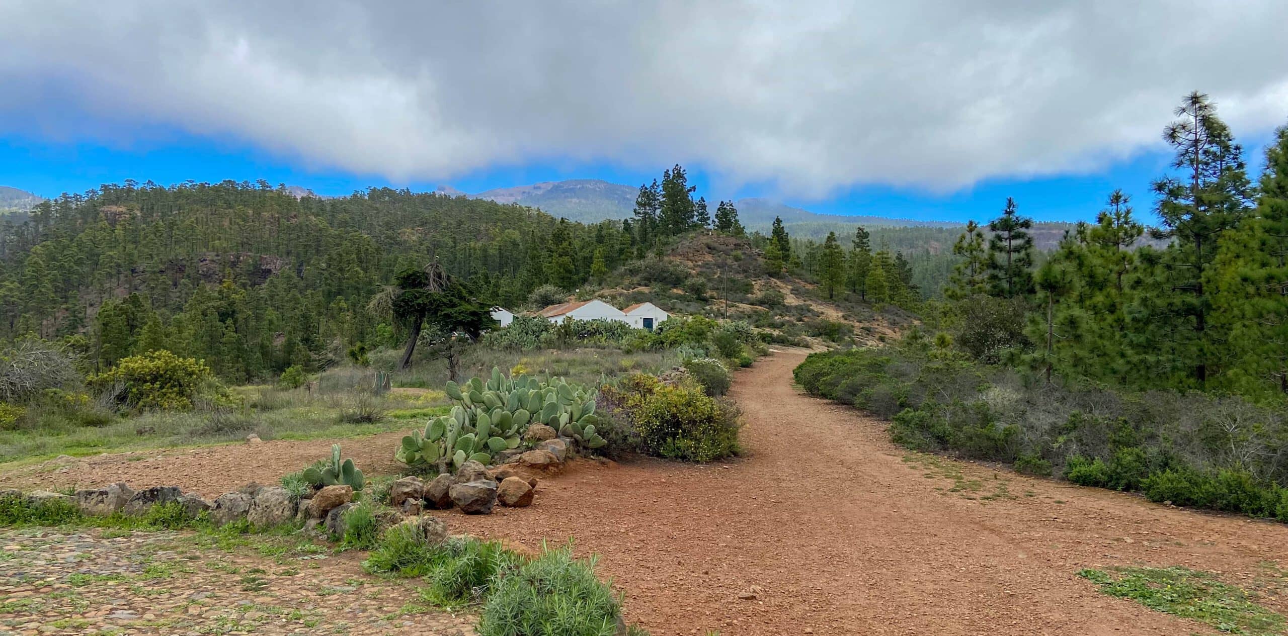 Ruta de senderismo cerca de Ifonche con vistas a las estribaciones de las Cañadas