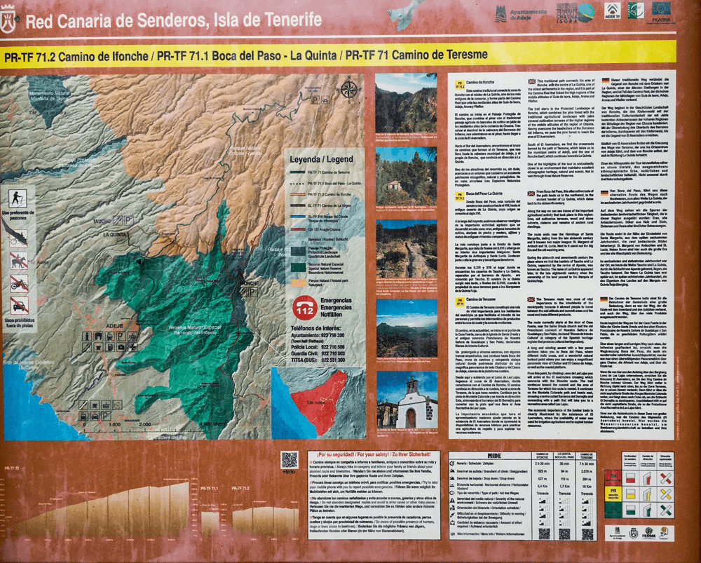 Señal de senderismo para el Camino PR-TF 71