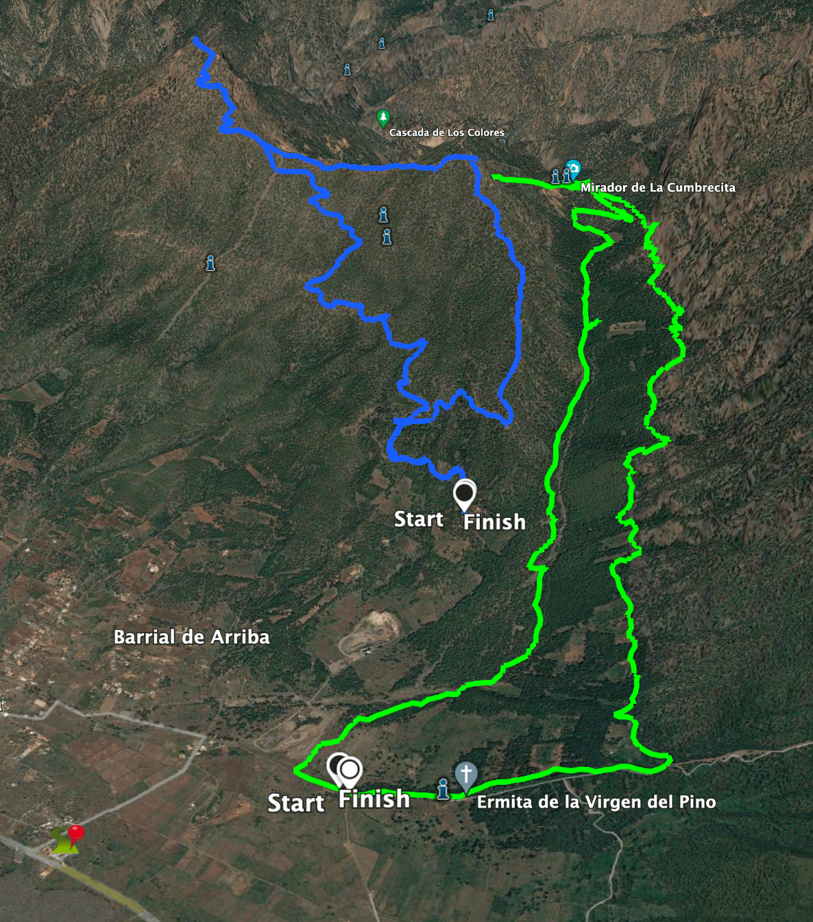 Track La Cumbrecita (green) and Pico Bejenado (blue)