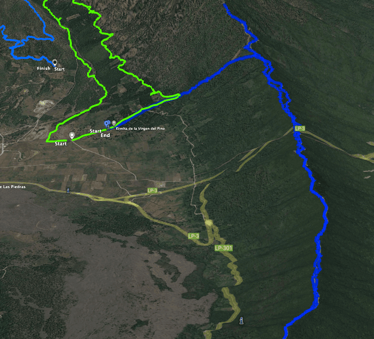 Track Cumbrecita (green) and blue the way up Cumbre Nueva