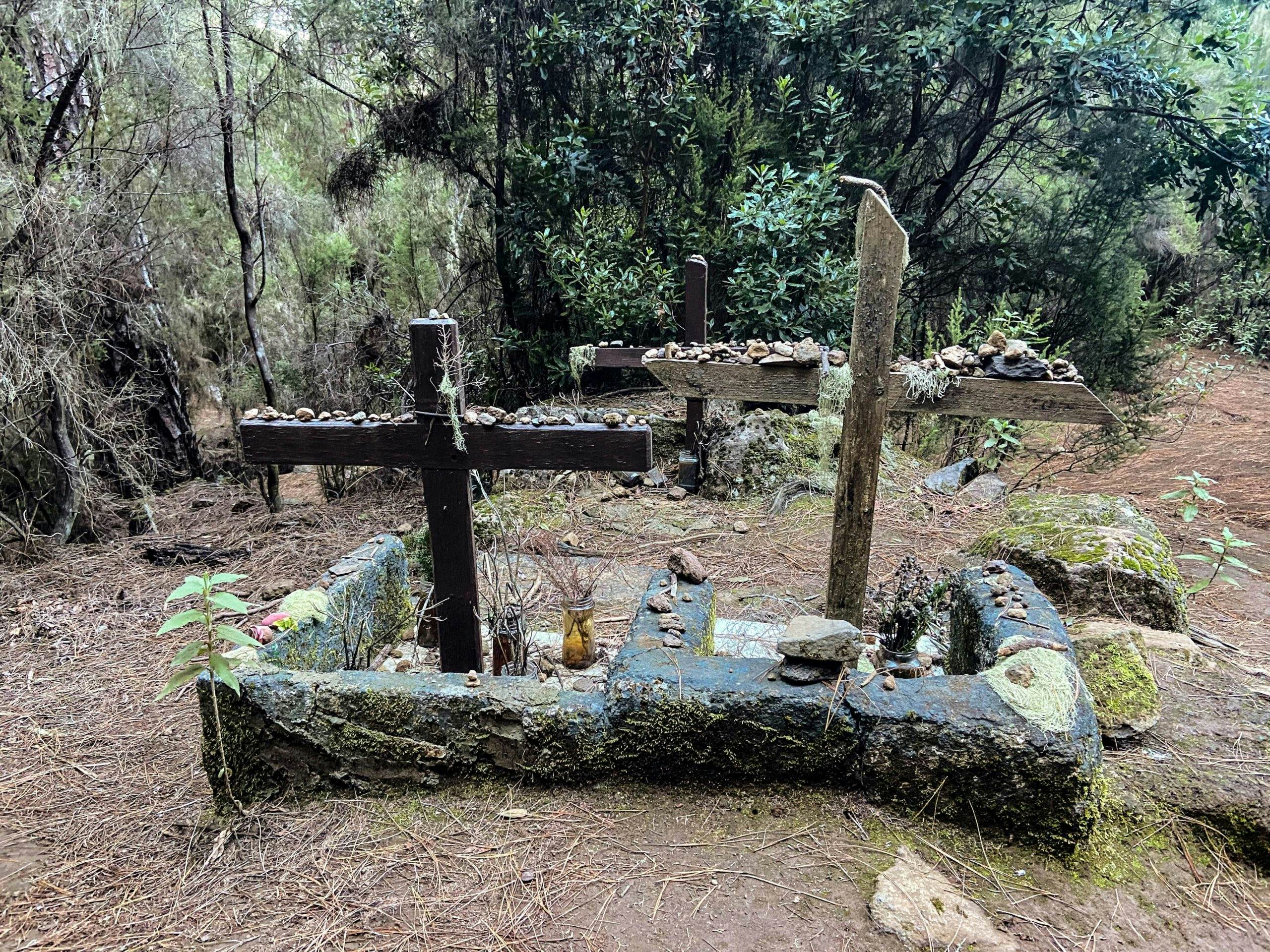 Crosses and memorials along the way on the pilgrimage trail