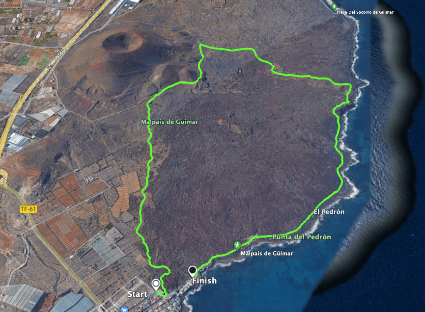 Track of the small hike Malpaís de Güímar