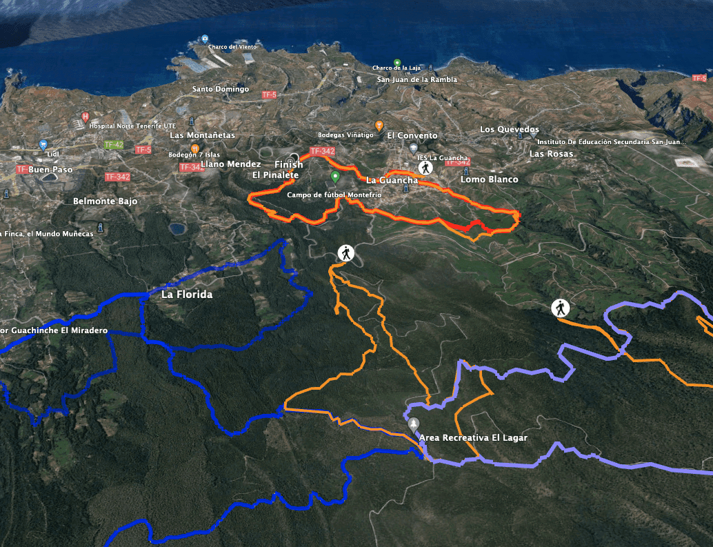 Track Ruta del Agua and neighbouring tracks