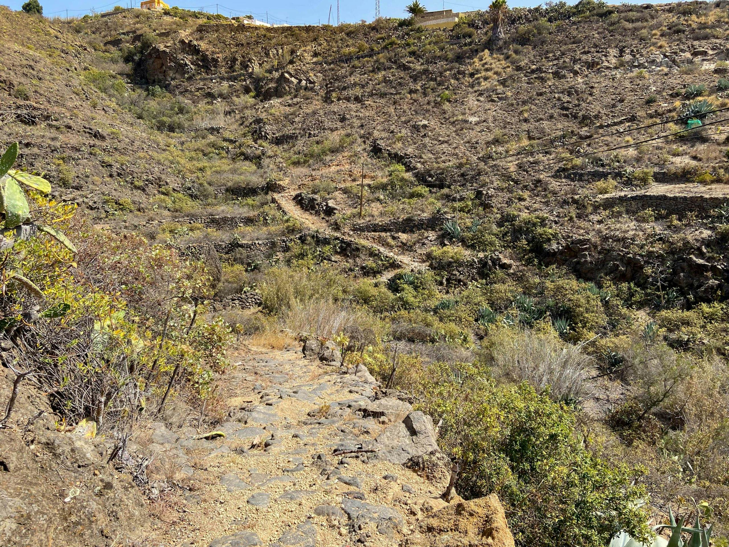 Hiking trail through ravines towards La Zarza