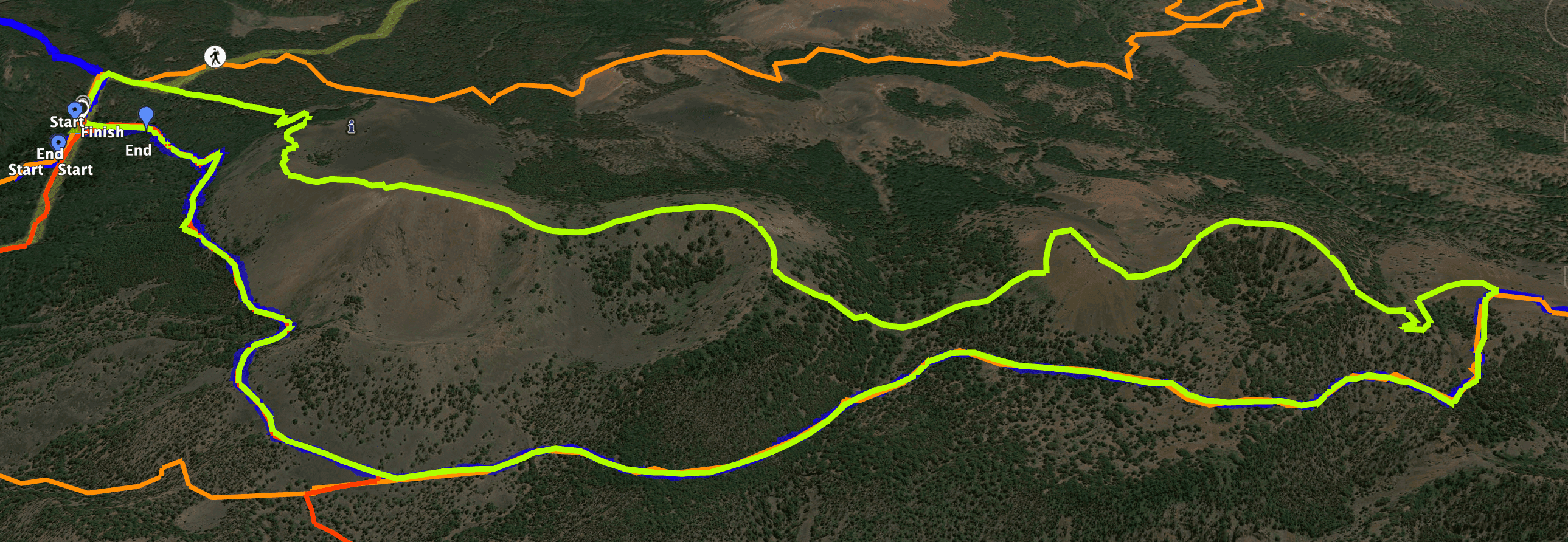 Track der Wanderung El Pilar über die Gipfel und zurück auf der Ruta de los Volcanes