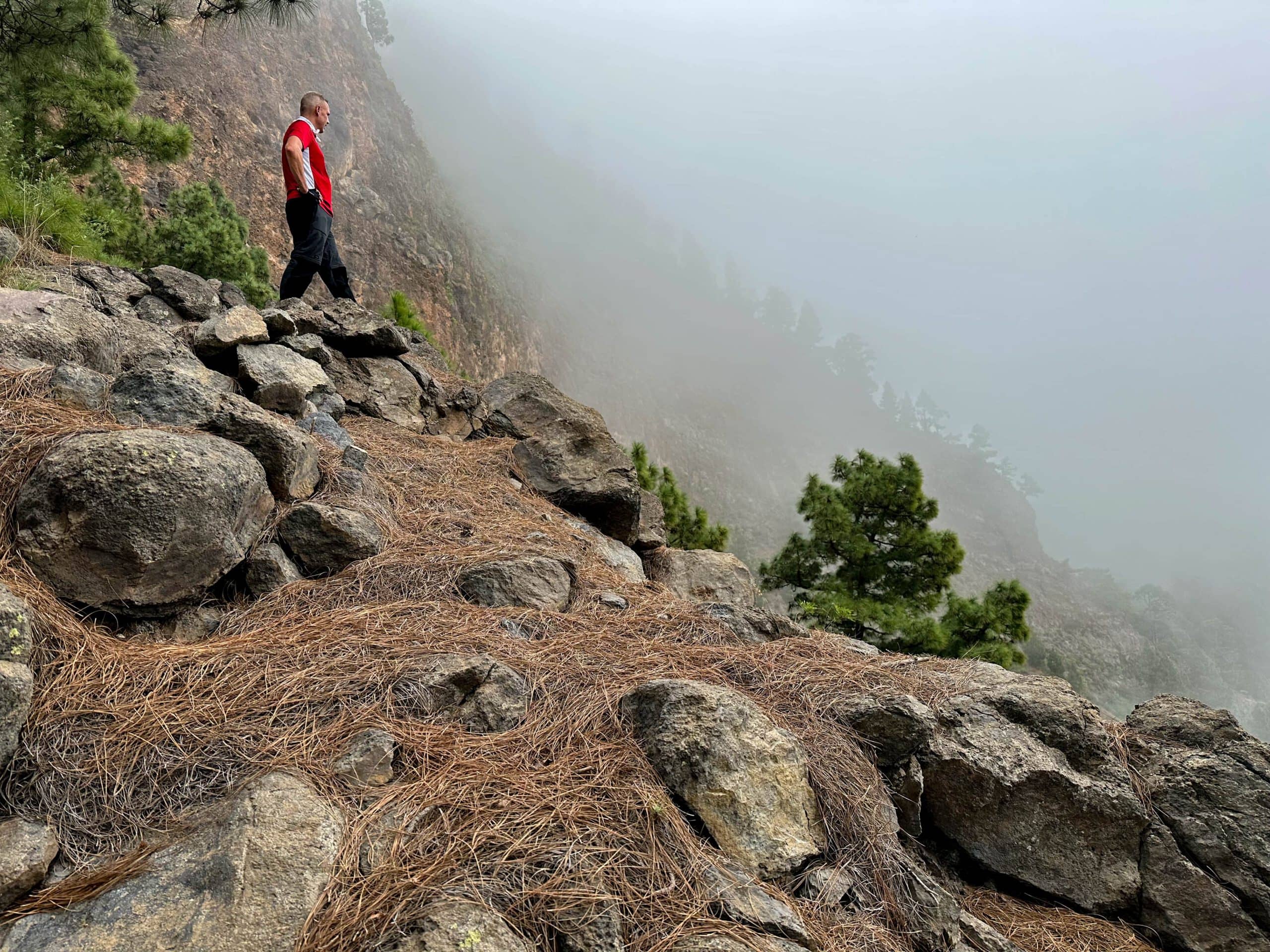 Steep climb into the clouds