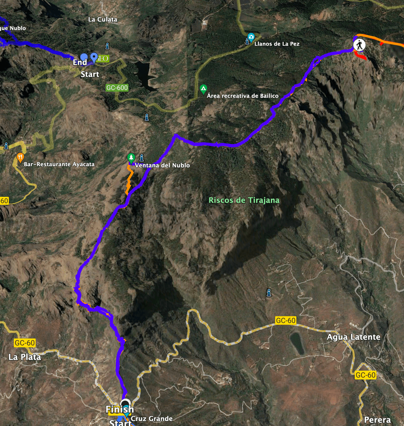 Track of the hike Cruz Grande - Pico de las Nieves