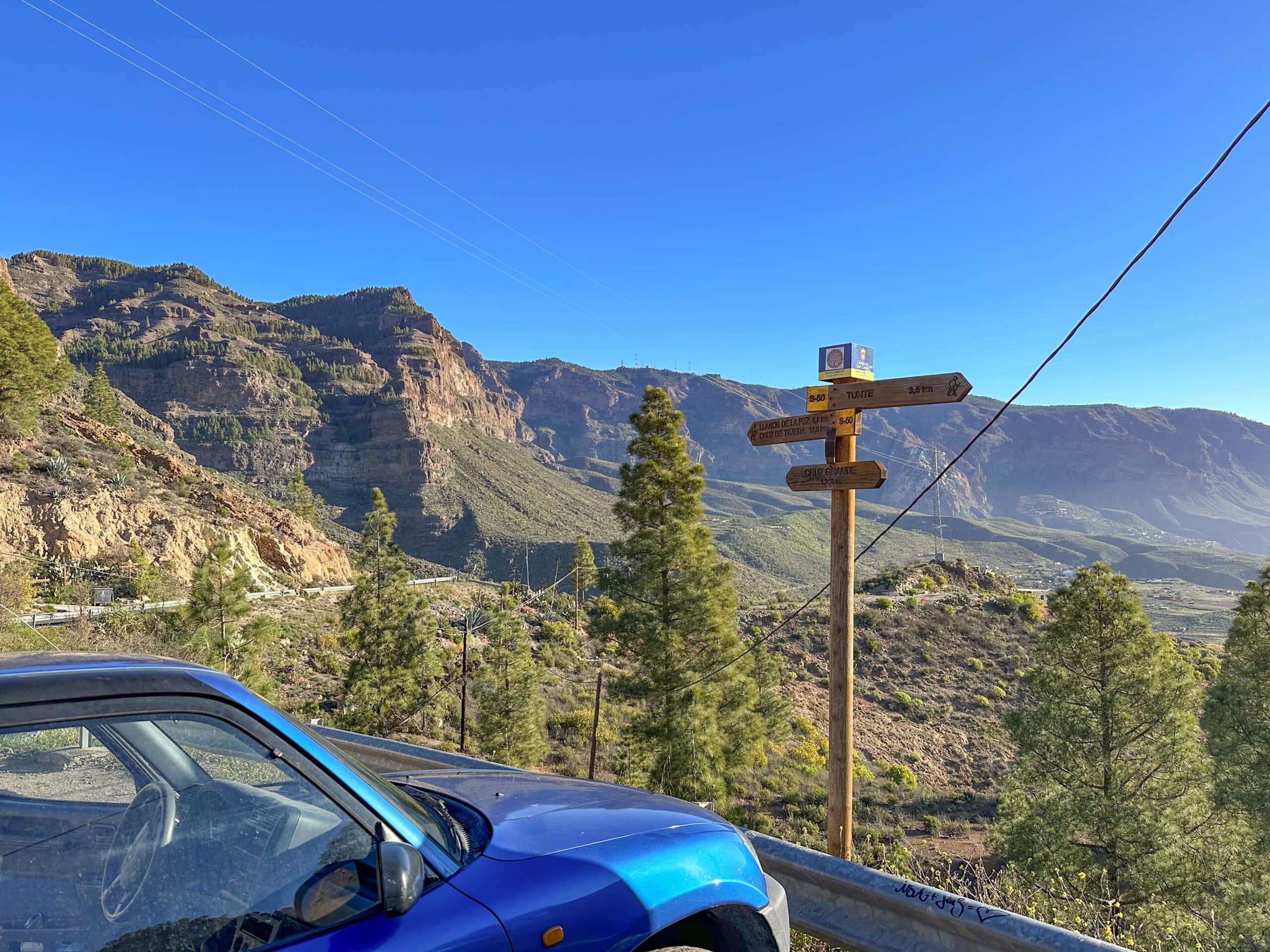 Parkplatz am Cruz Grande mit Wanderausschilderung