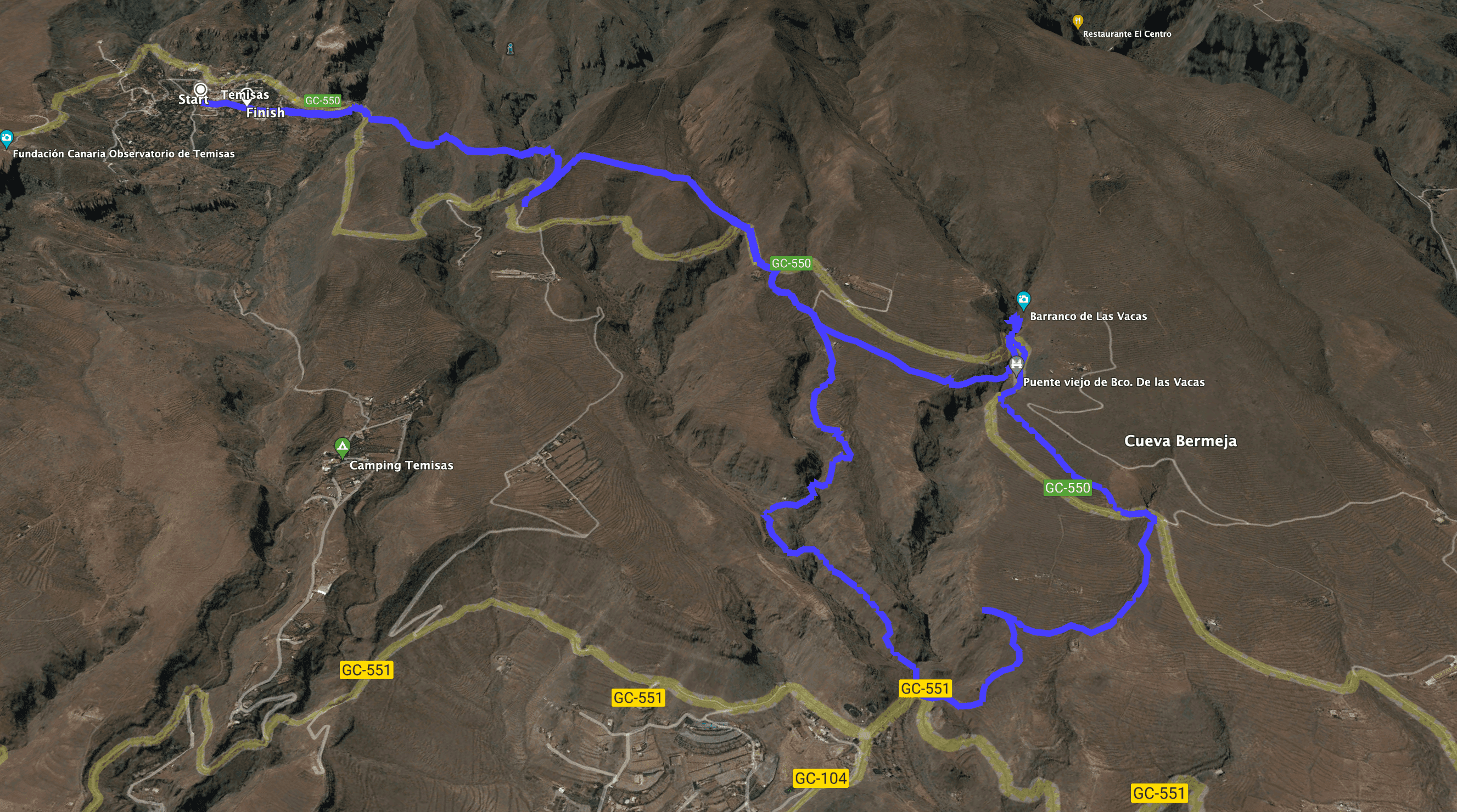 Temisas - Barranco de Las Vacas Hike Track