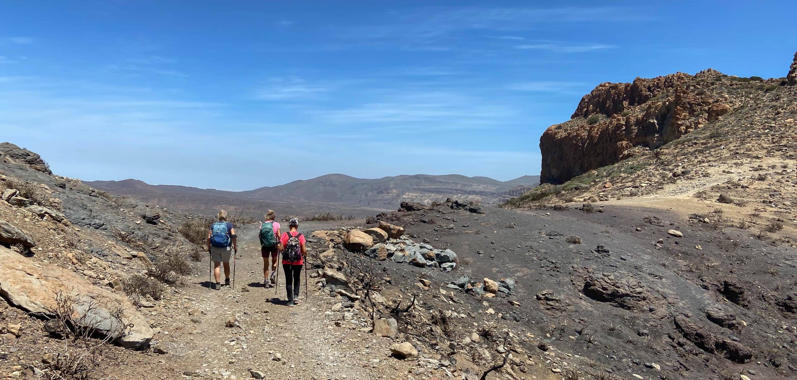 Women hikers on the high trail on the Cumbre