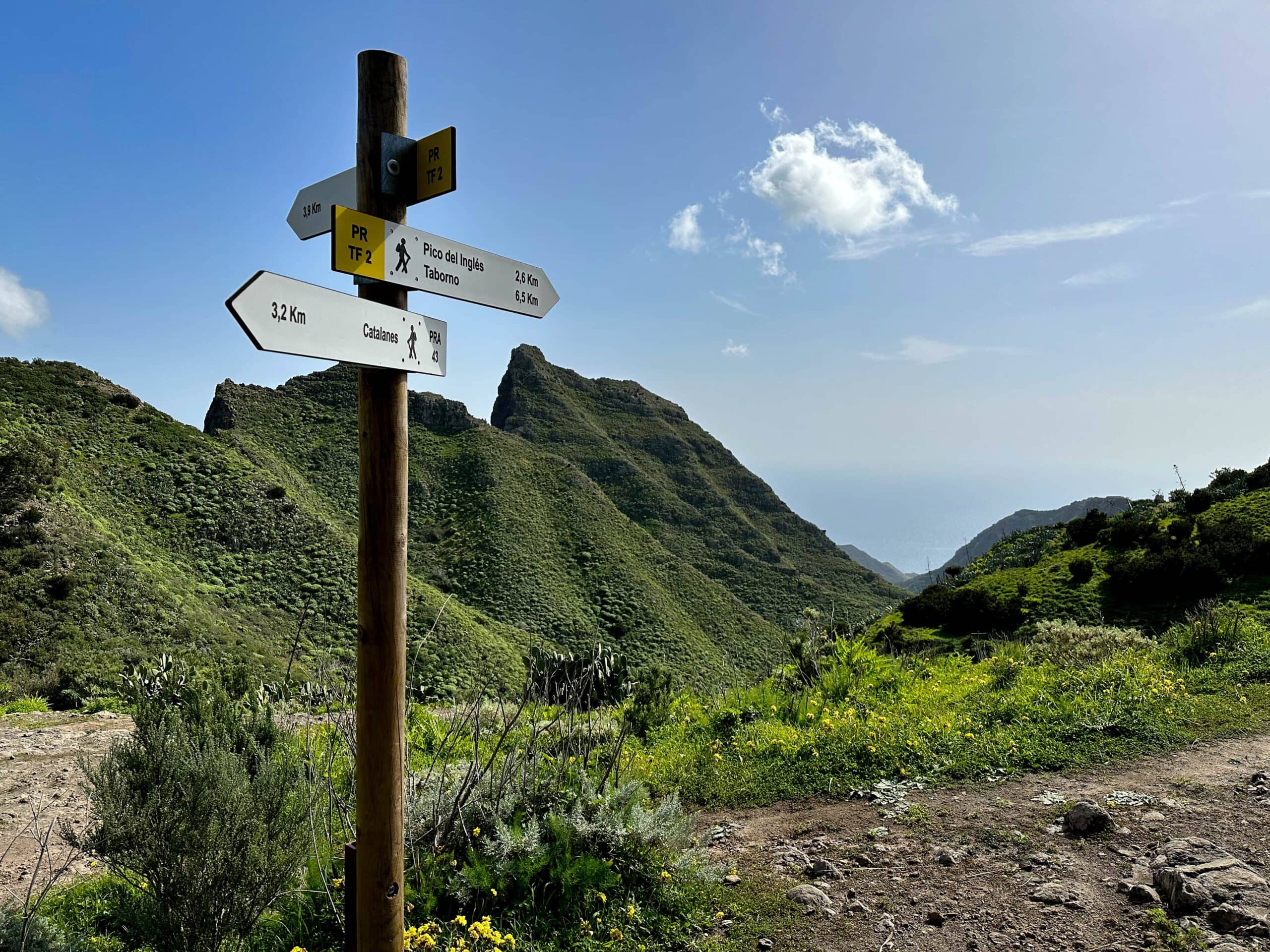 Hiking signs in the direction of Catalanes