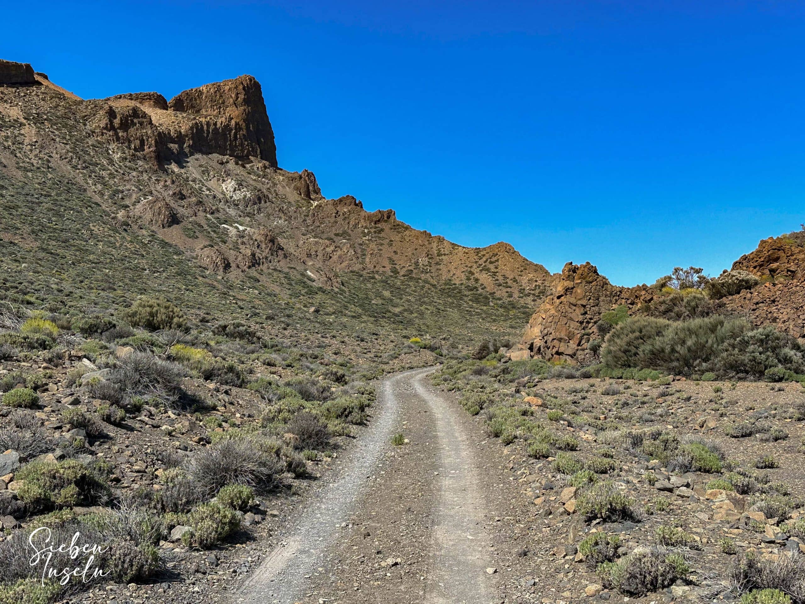 Hiking trail S-4 Siete Cañadas with a view of the Cumbre rocks