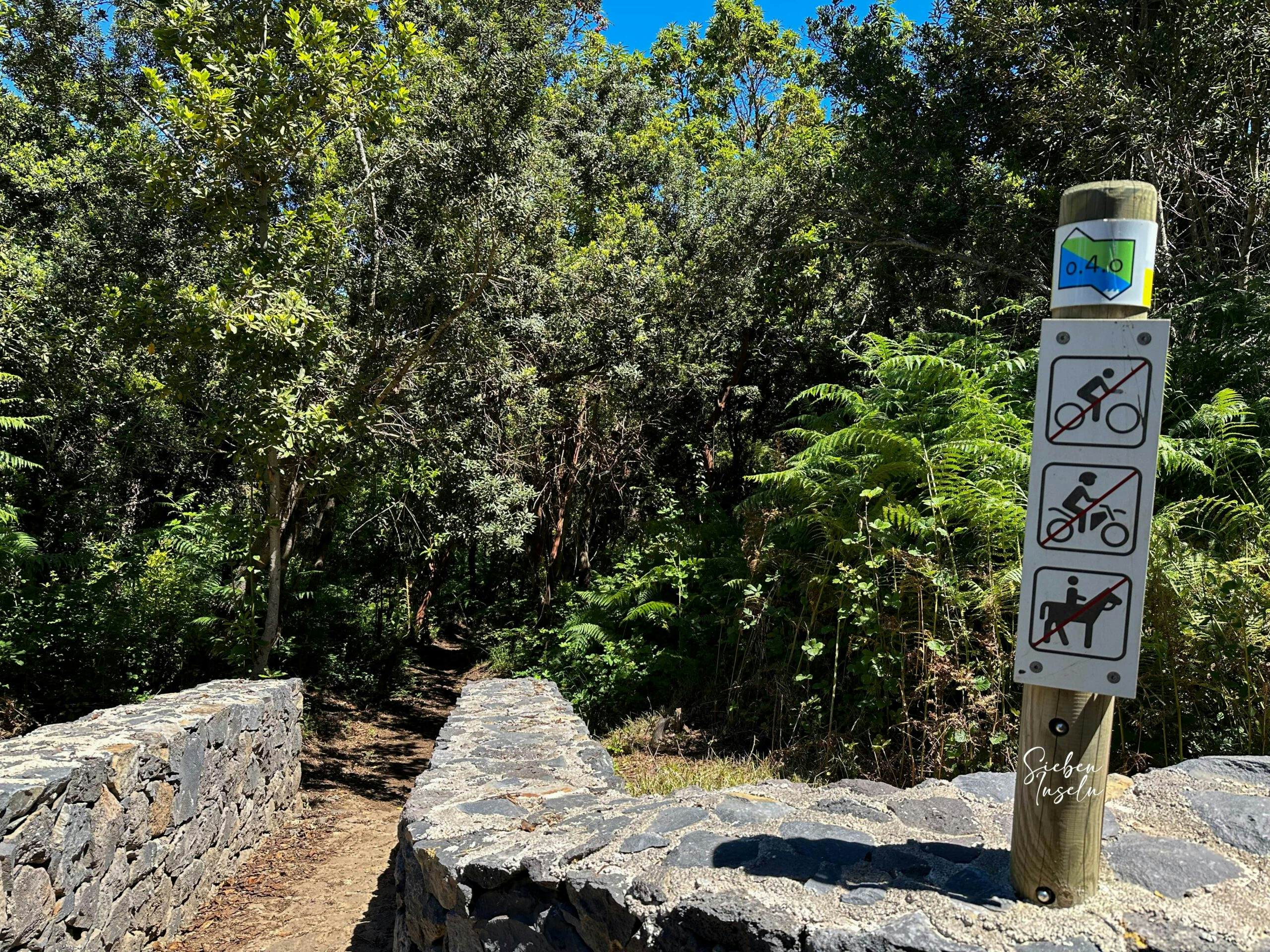 The hiking trail leads onto trail 0.4.0, which leads from El Socorro beach to the Teide.