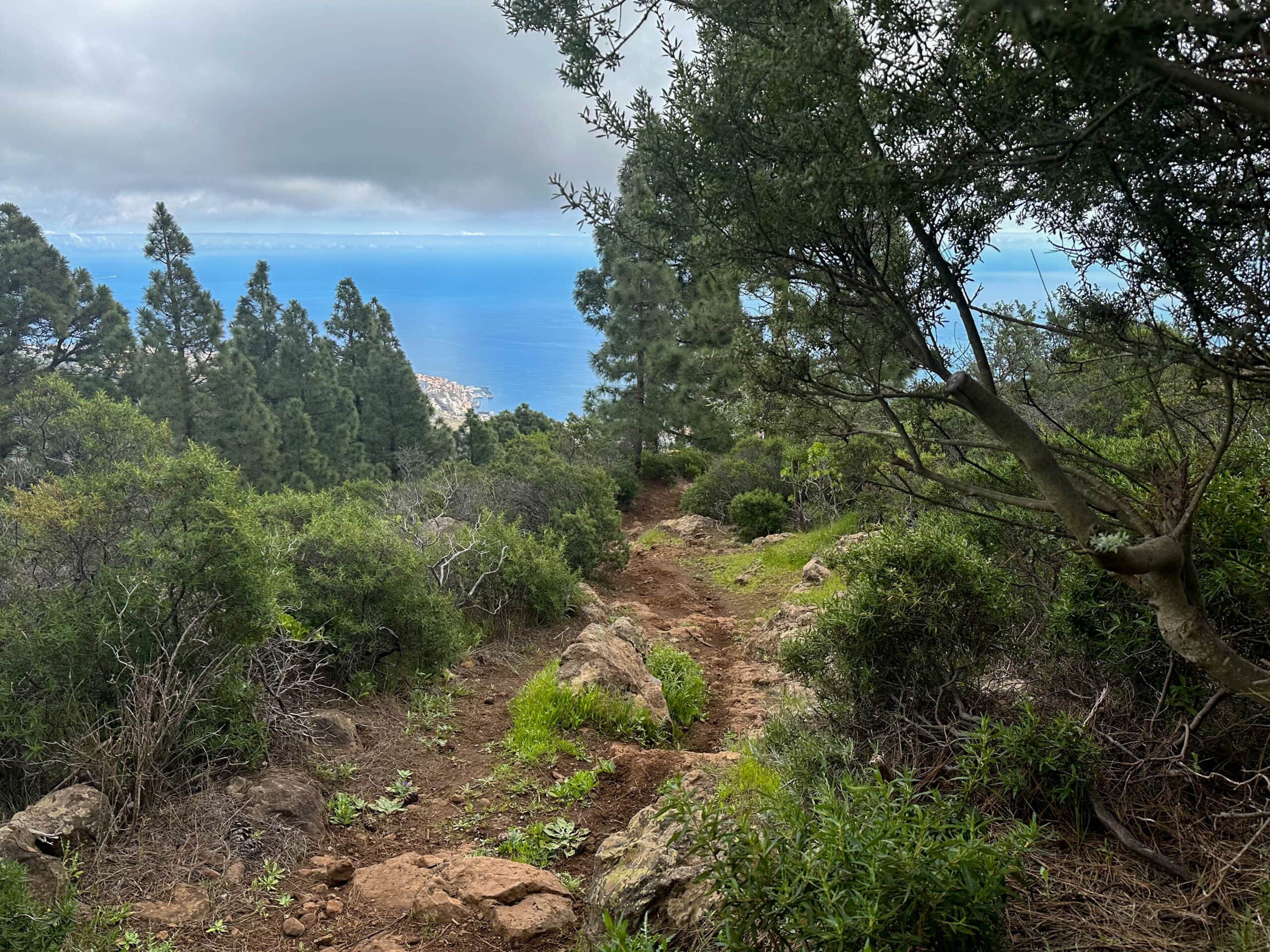 Wanderweg rechts vom Barranco Hondo hoch über der Ostküste von Teneriffa