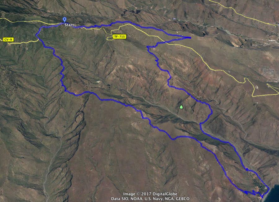 Track of the circular hike El Cabrito