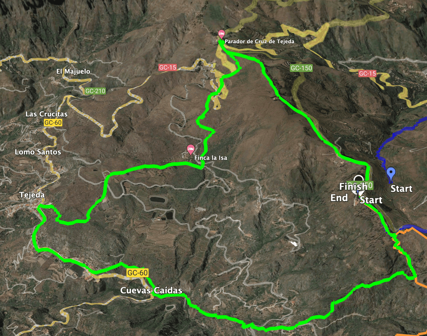 Track of the Cruz de Tejeda hike