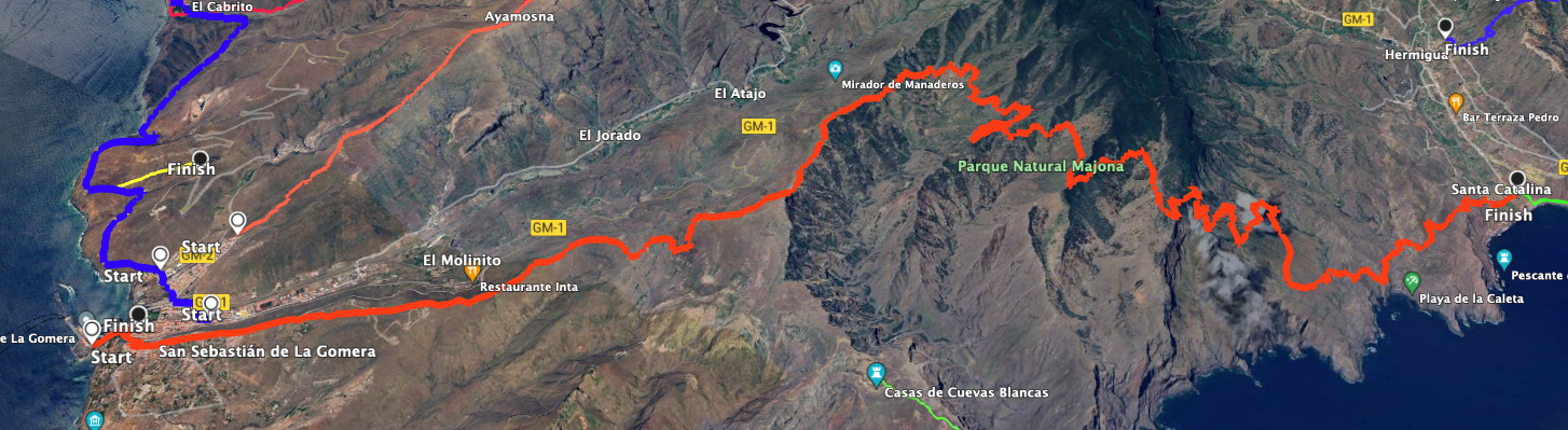 Track de la ruta de larga distancia de senderismo GR-132 San Sebastián - Hermigua