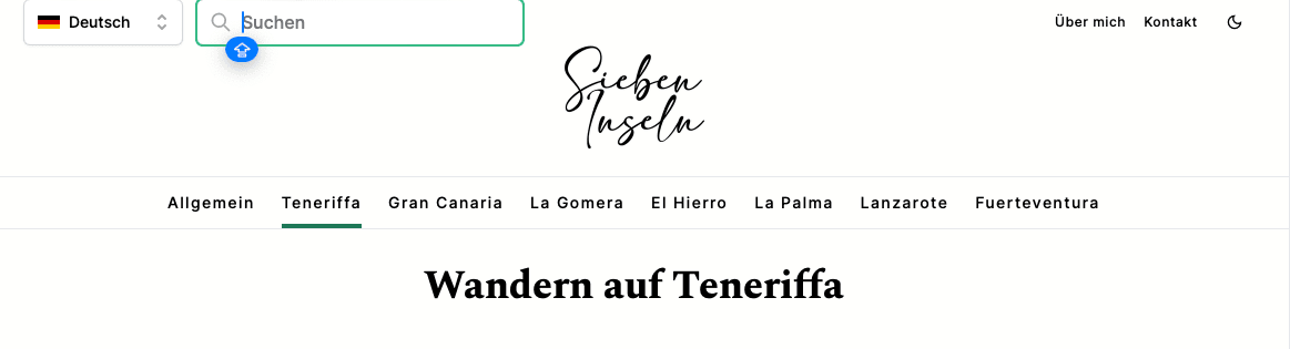 Auf der Startseite kannst du zunächst die Insel suchen bzw. gleich oben links die Suchfunktion benutzen.