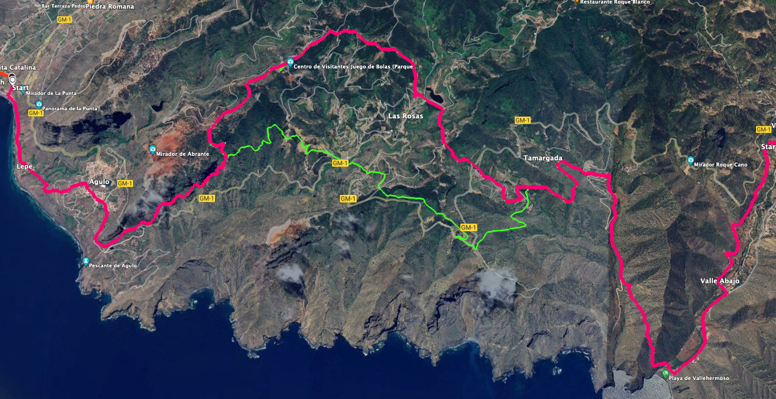 Track of the GR 132 hike, 2nd stage La Gomera - Hermigua - Vallehermoso
