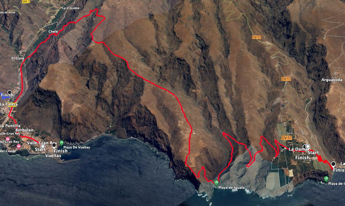Track of the hike on the GR-132 stage 5 from Valle Gran Rey to La Rajita