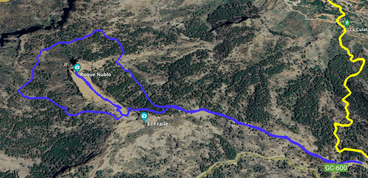 Track of the hike to Roque Nublo