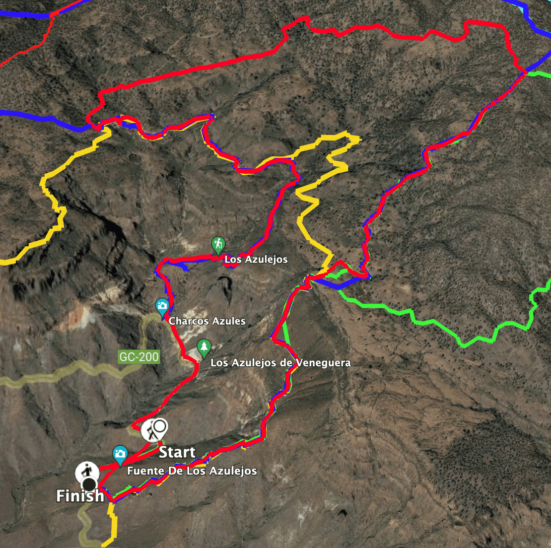 Track of the Azulejos de Veneguera hike (red)