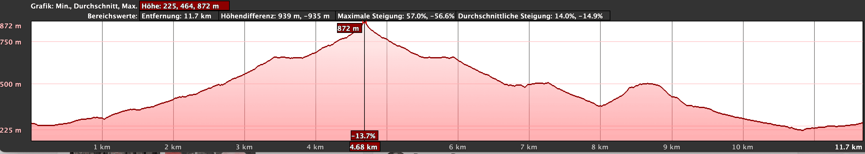 Elevation profile of the Veneguera hike with extension