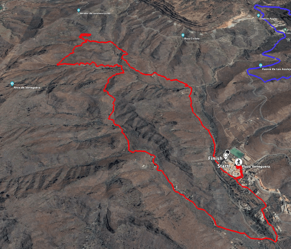Track of the Veneguera hike without extension