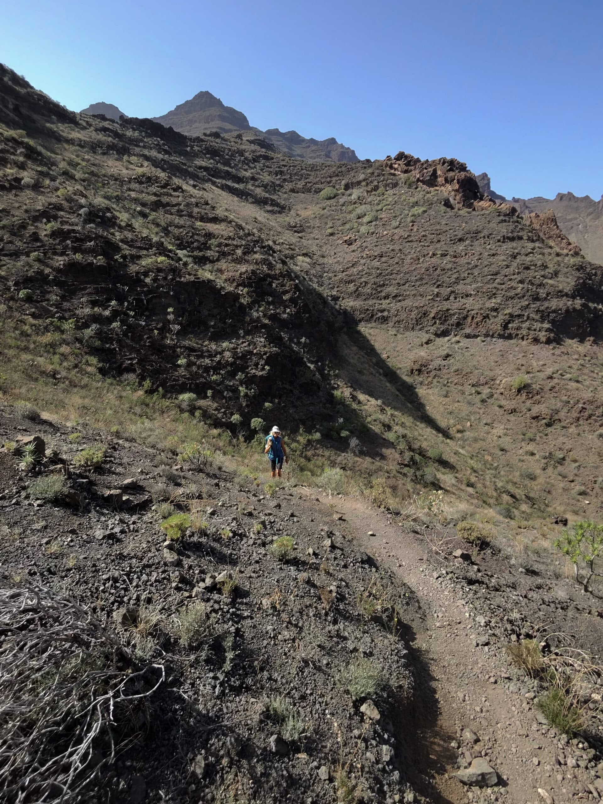 Hiking trail on the Veneguera Trail up to the ridge path