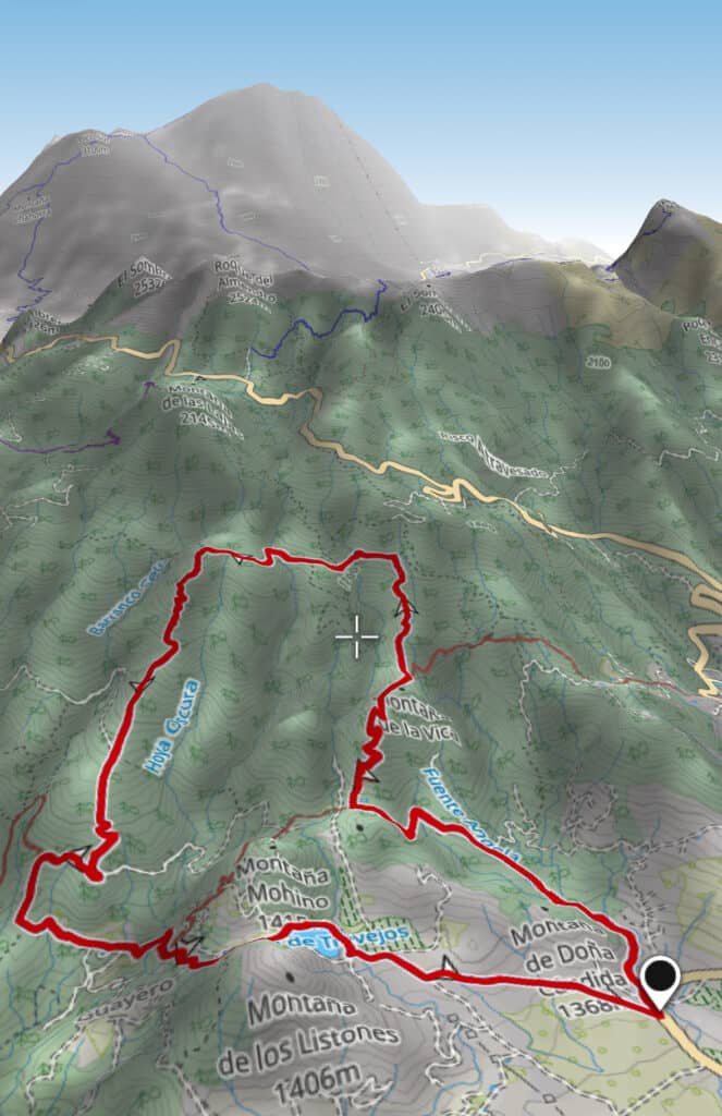 Trayecto de la ruta circular larga Trevejos