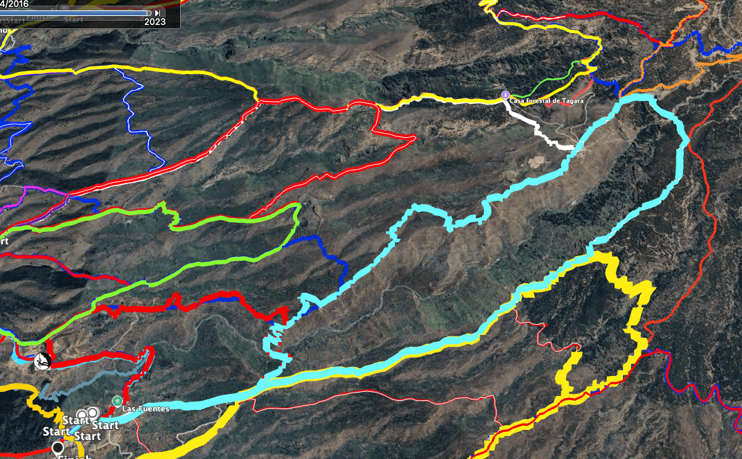 Track de la ruta Caserío de las Fuentes - bucle grande (azul claro). Pequeño bucle (azul claro)