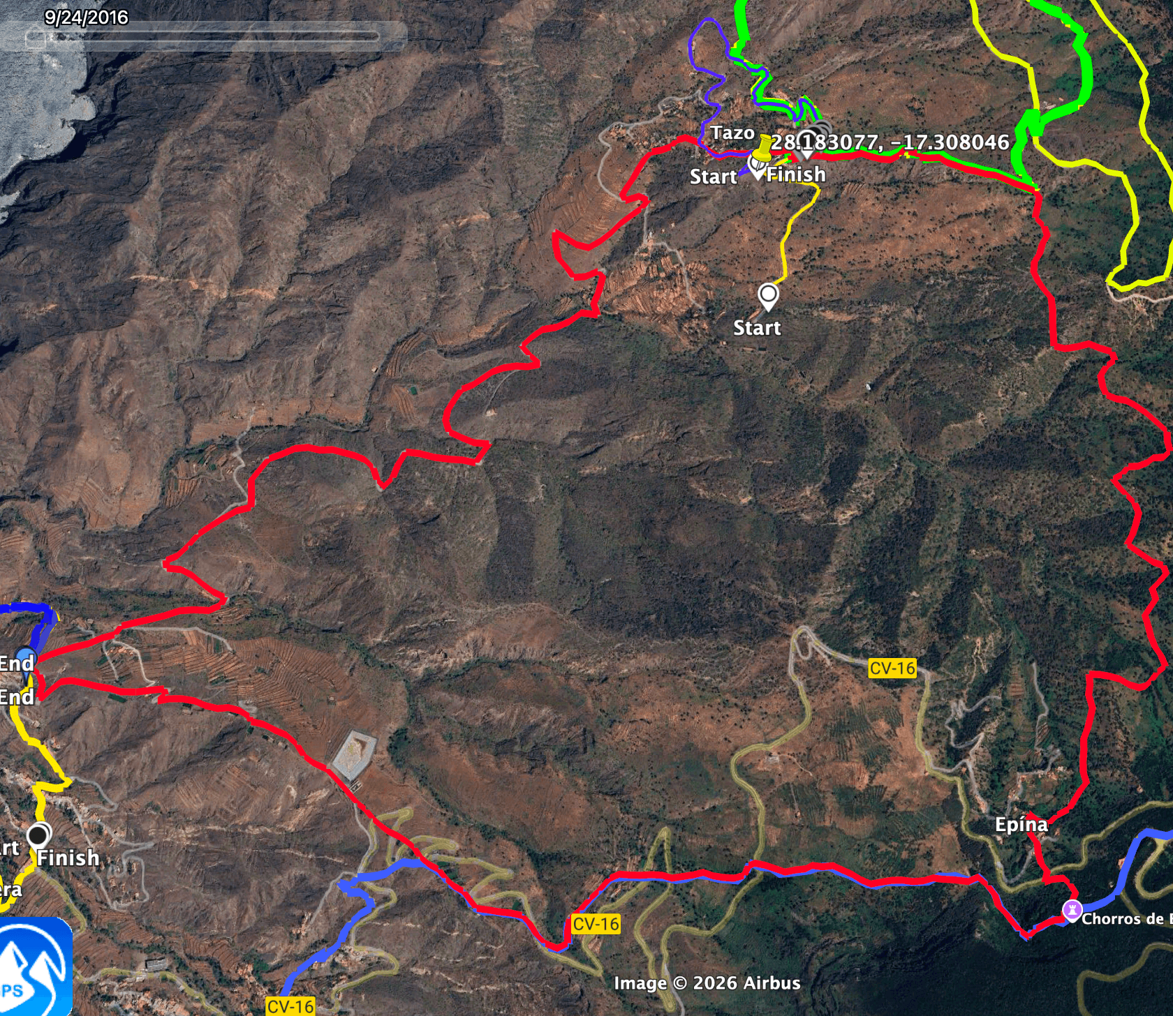 Track der Rundwanderung Tazo - Epina - Alojera