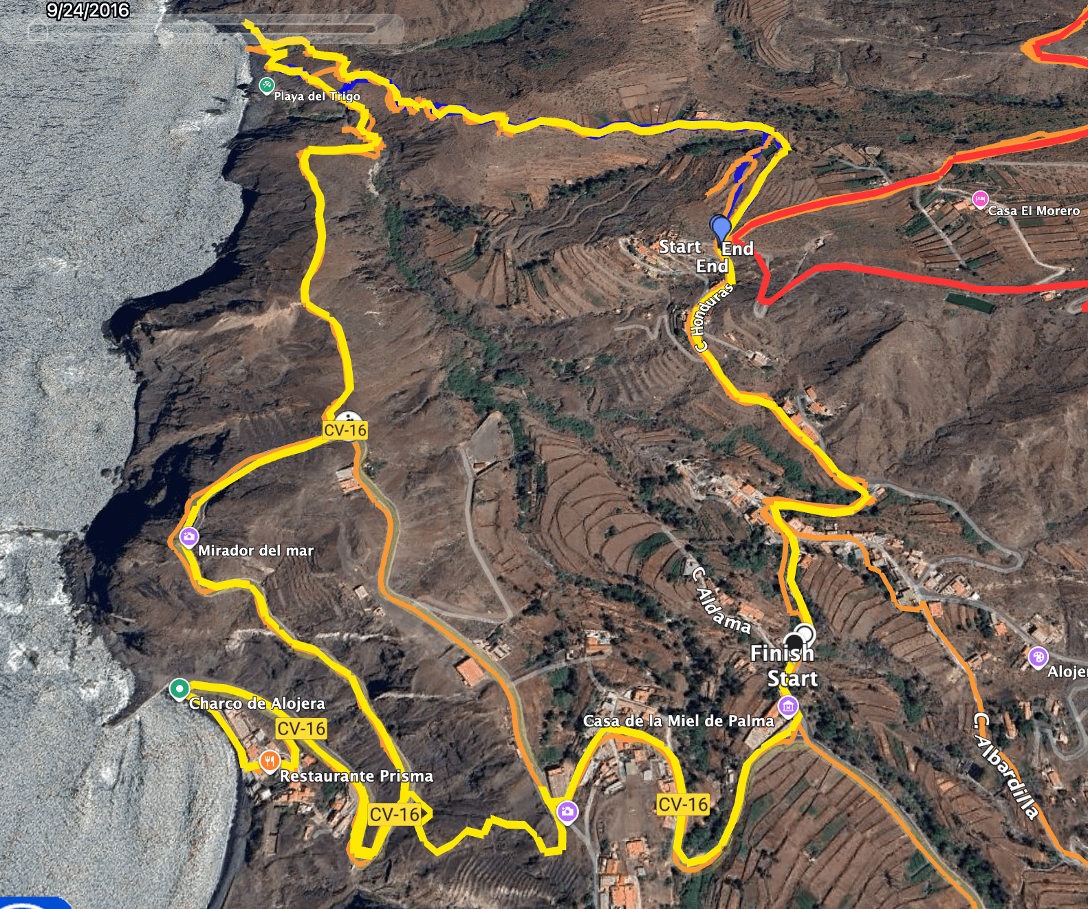 Track for the Playa del Trigo hike